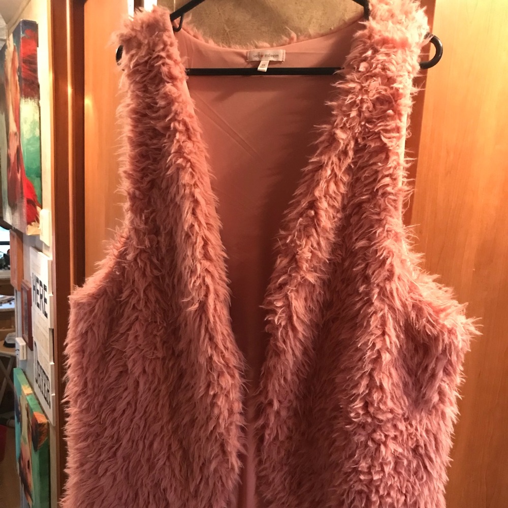 Pink faux fur vest
